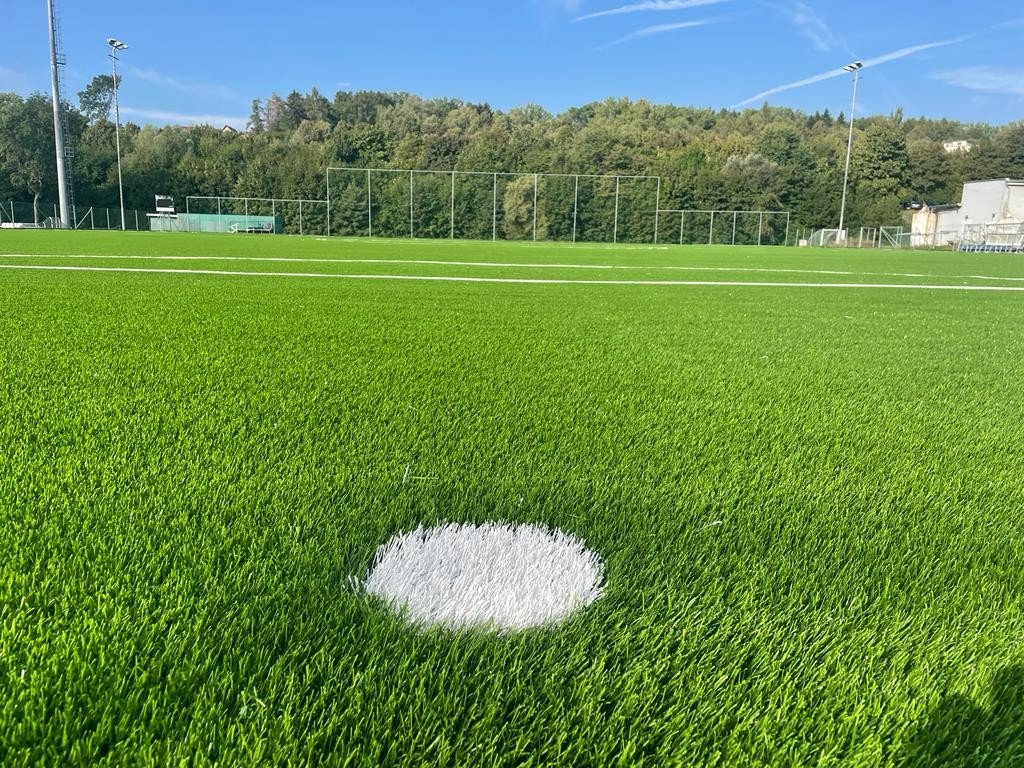 Football pitch with artificial grass surface in Myjava, Slovakia, with use of our SBR granulate